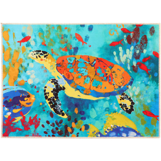 Marine Turtle Olivia's Home Accent Washable Rug 22" x 32"