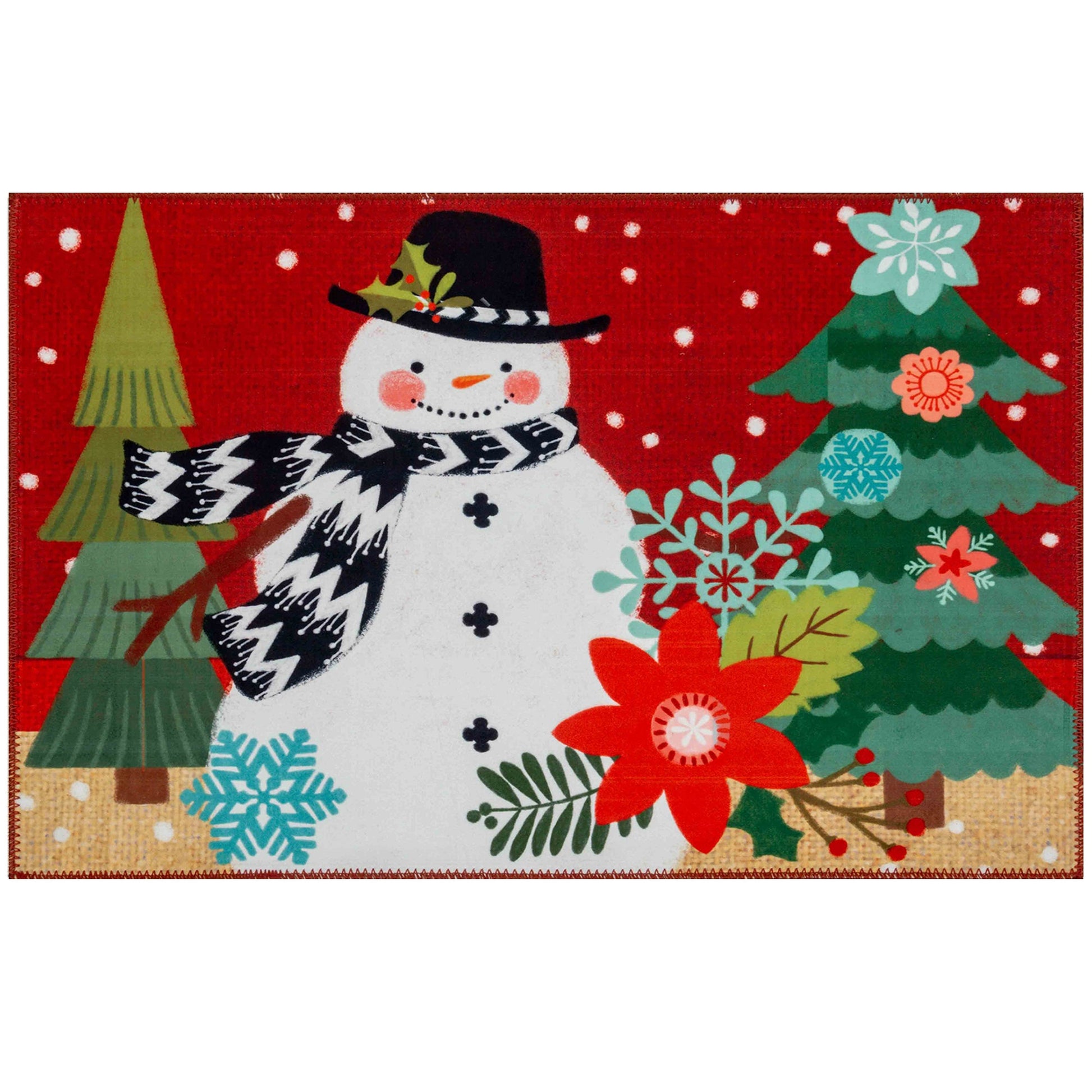 Welcoming Snowman Olivia's Home Accent Rug Winter Seasonal